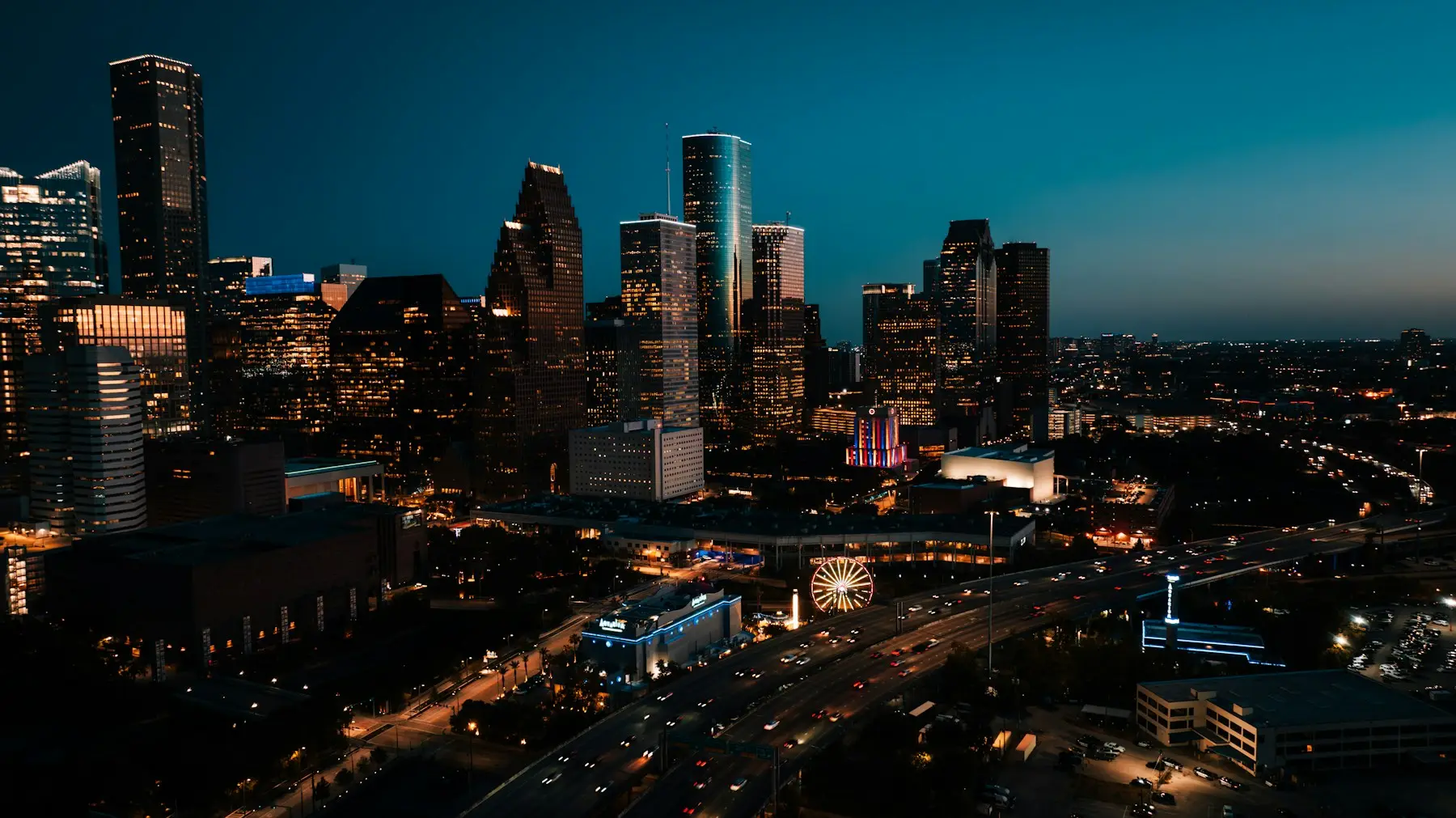 Houston, Texas skyline at night